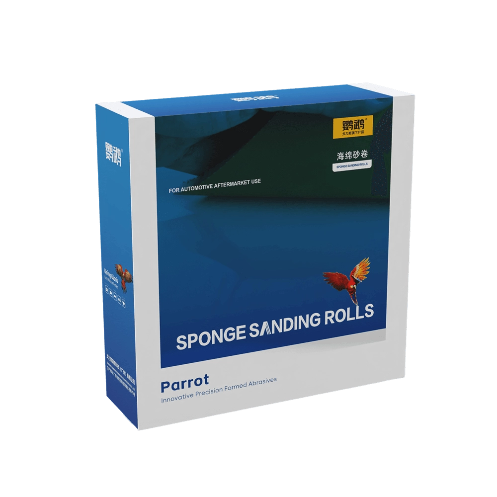 Foam sanding roll packaging for automotive surface sanding and refinishing