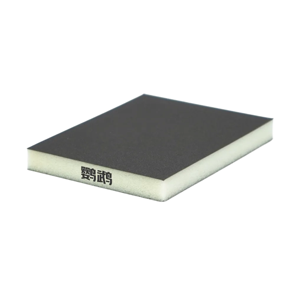double sided sponge sanding block with soft foam backing and aluminum oxide abrasive